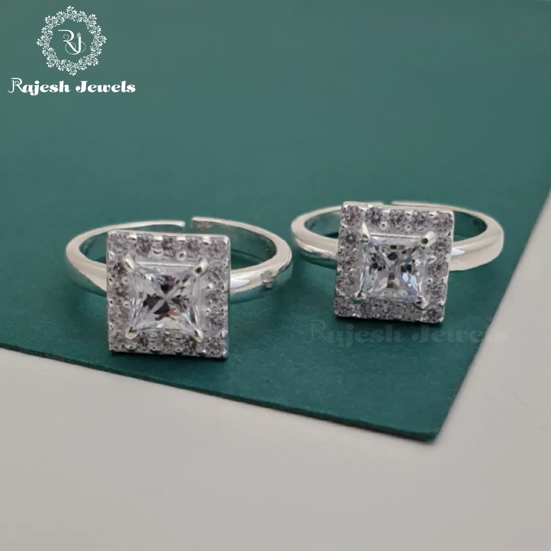 Squared White Cz Toerings
