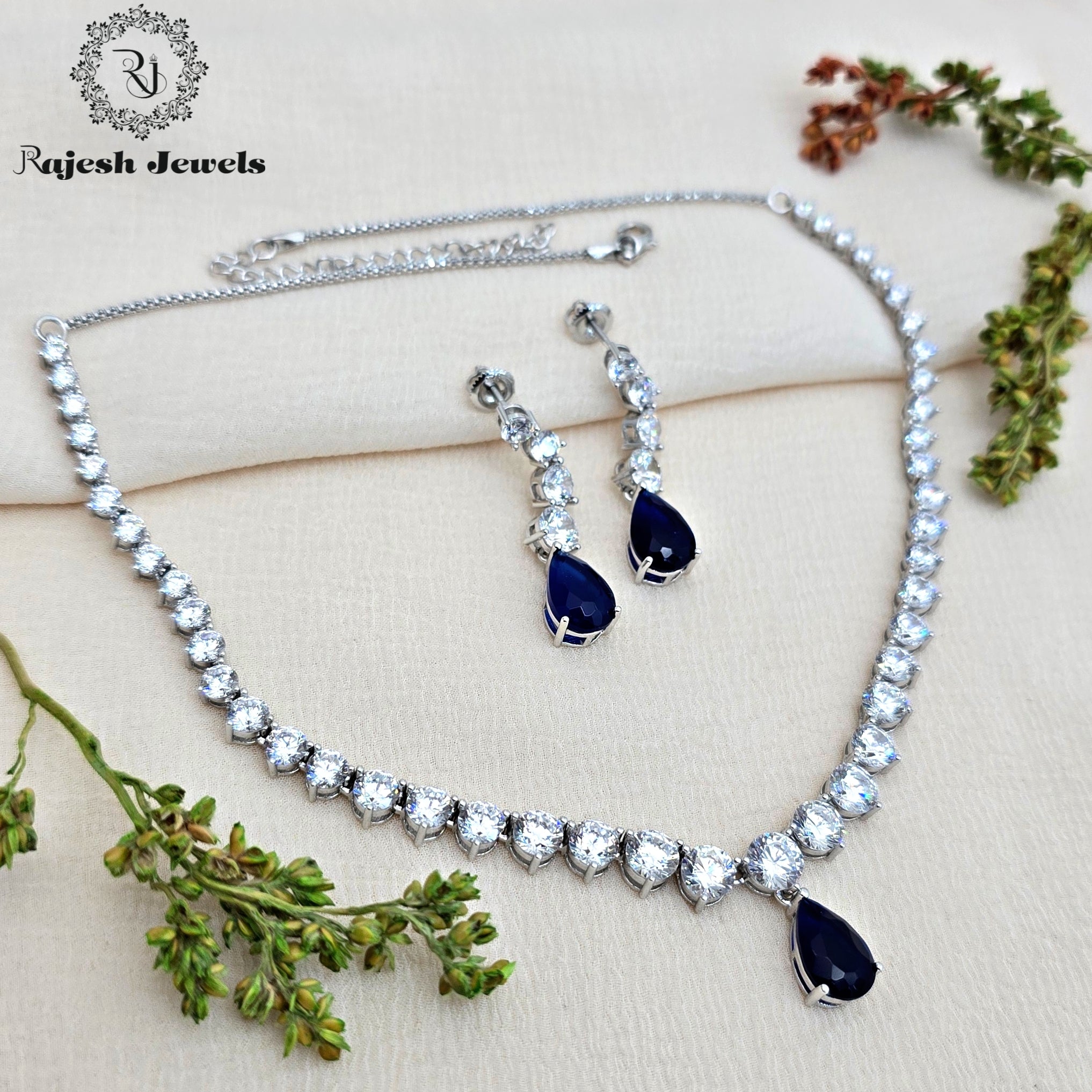 Royal Blue Cz Solitaire Necklace