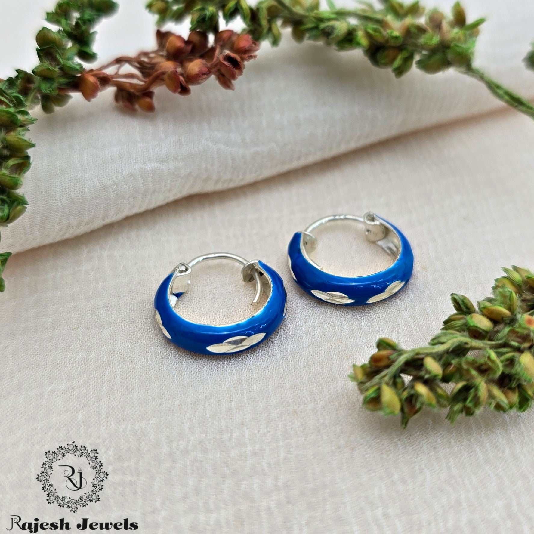 Royal Blue Enamel Bali Earrings