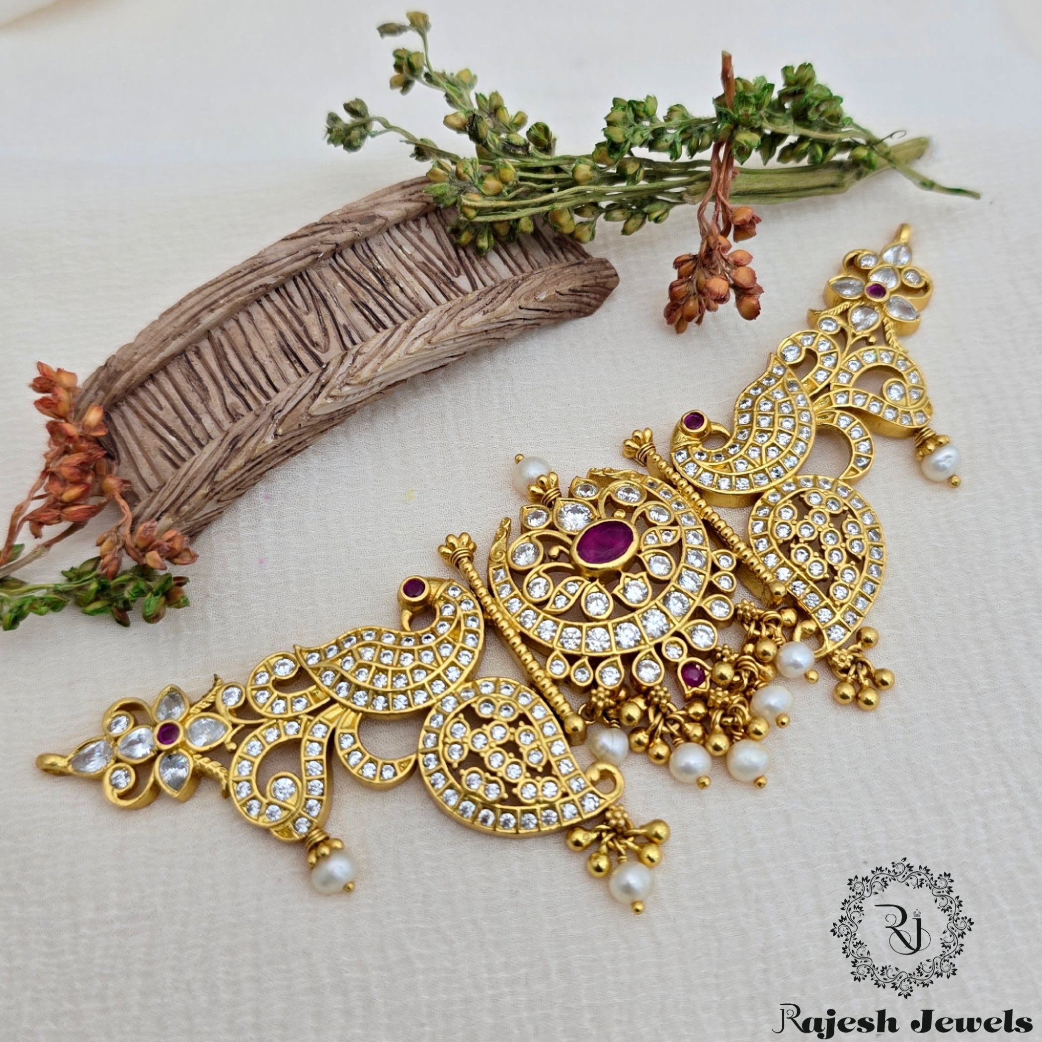 Shimmering Cz Gold Plated Choker Neckpiece