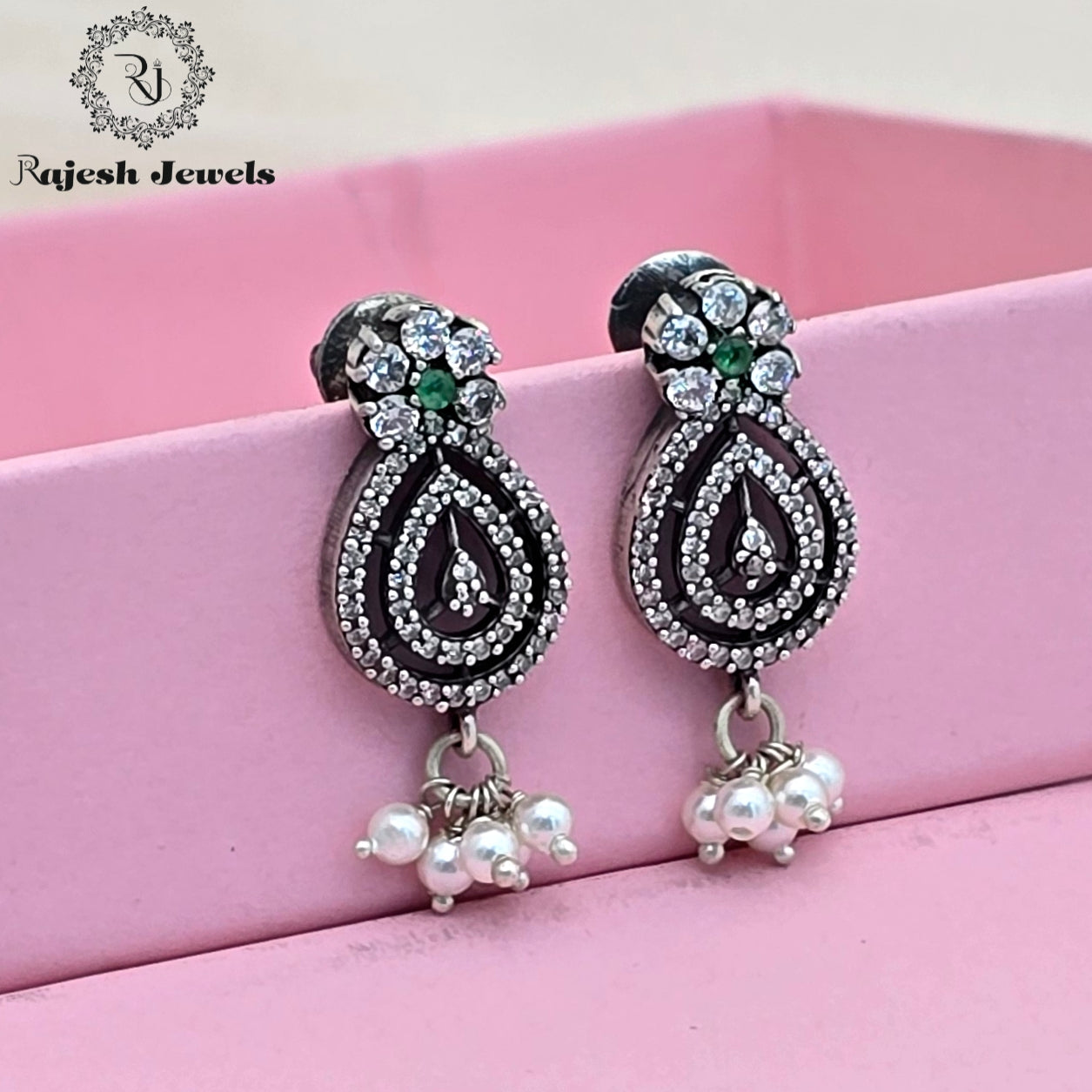 Shimmering Cz Silver Stud Earrings