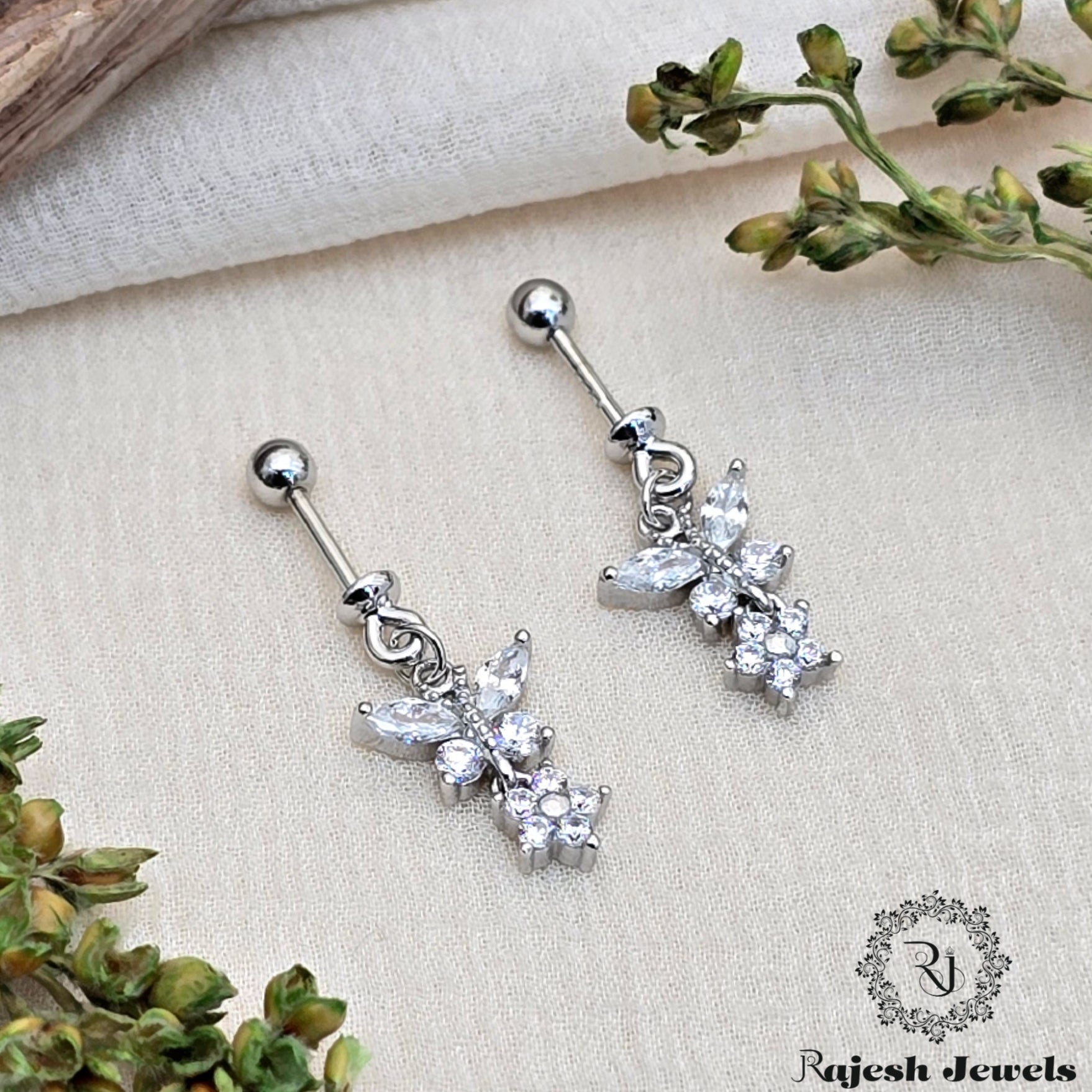 Exceptional Cz Silver Bugadi Earrings
