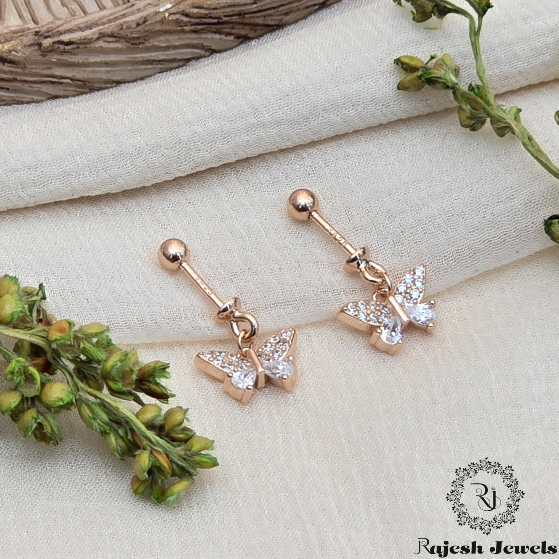 Wondrous Butterfly Droplets Cz Silver Earrings