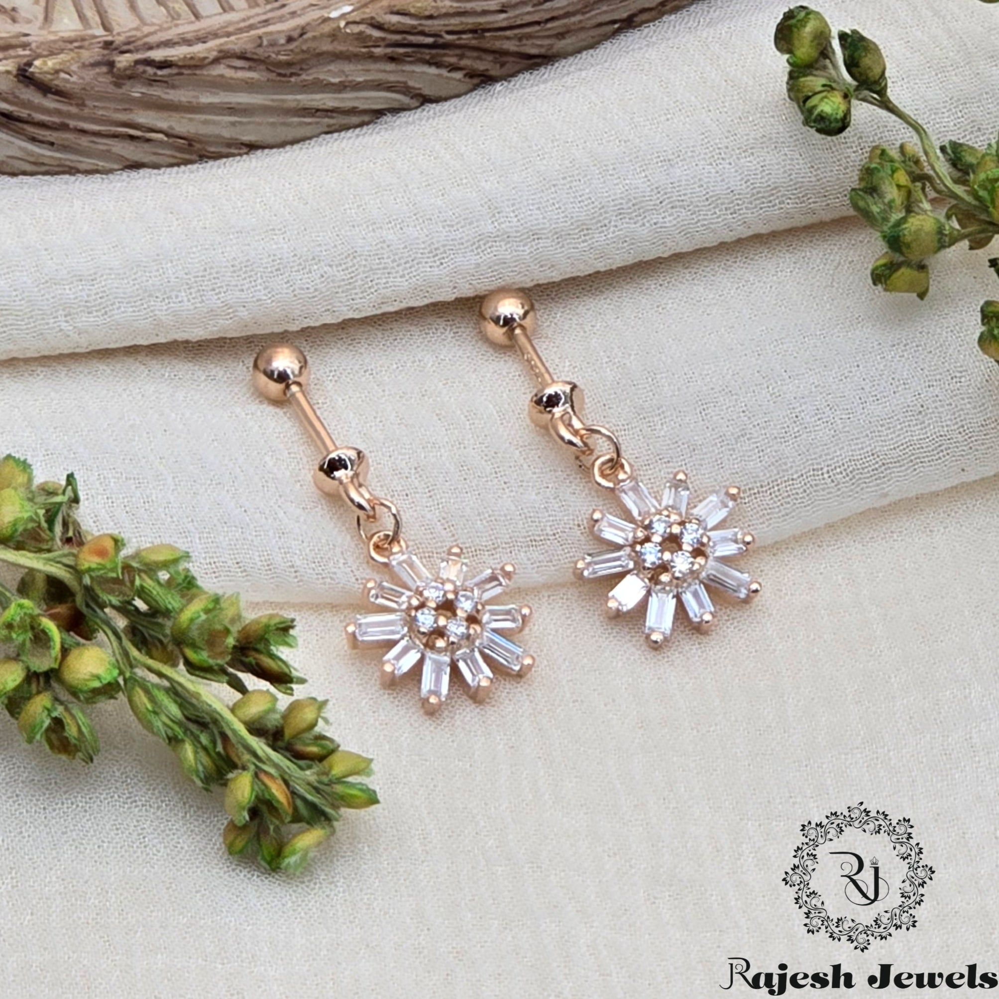 Shimmering Cz Silver Stud Earrings