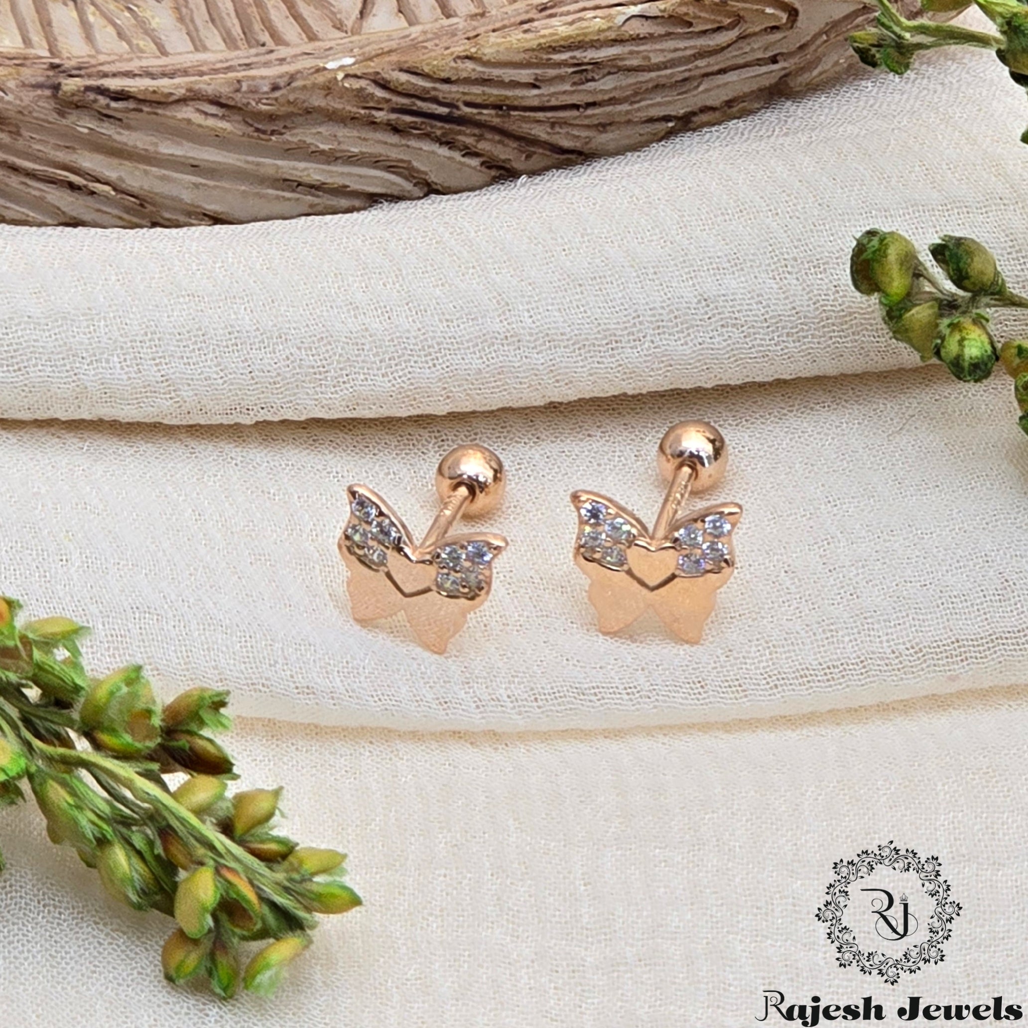 Pretty Butterfly Cz Silver Stud Earrings