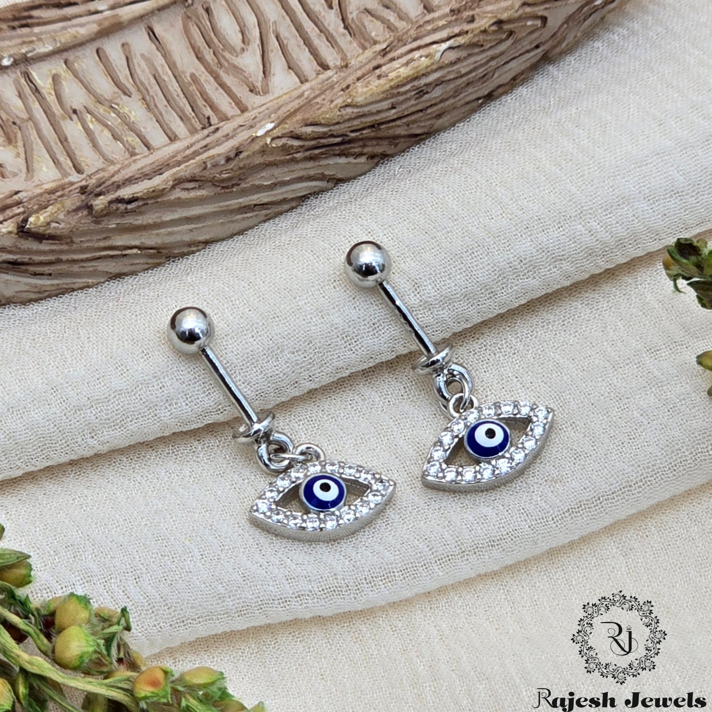 Evil-eye Cz Silver Bugadi Earrings