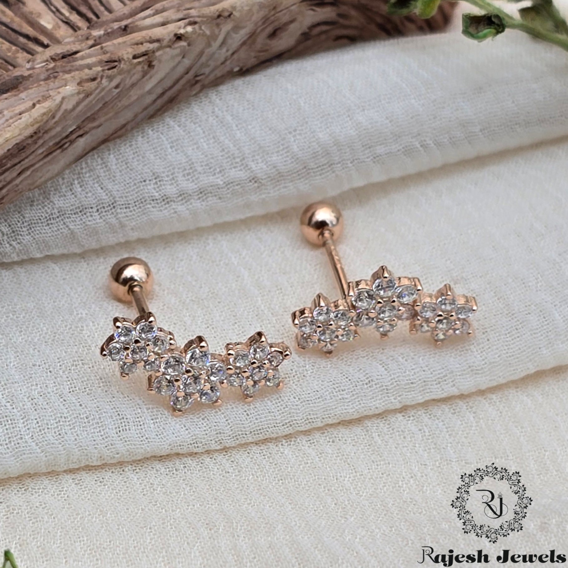 Opulent Cz Silver Stud Earrings