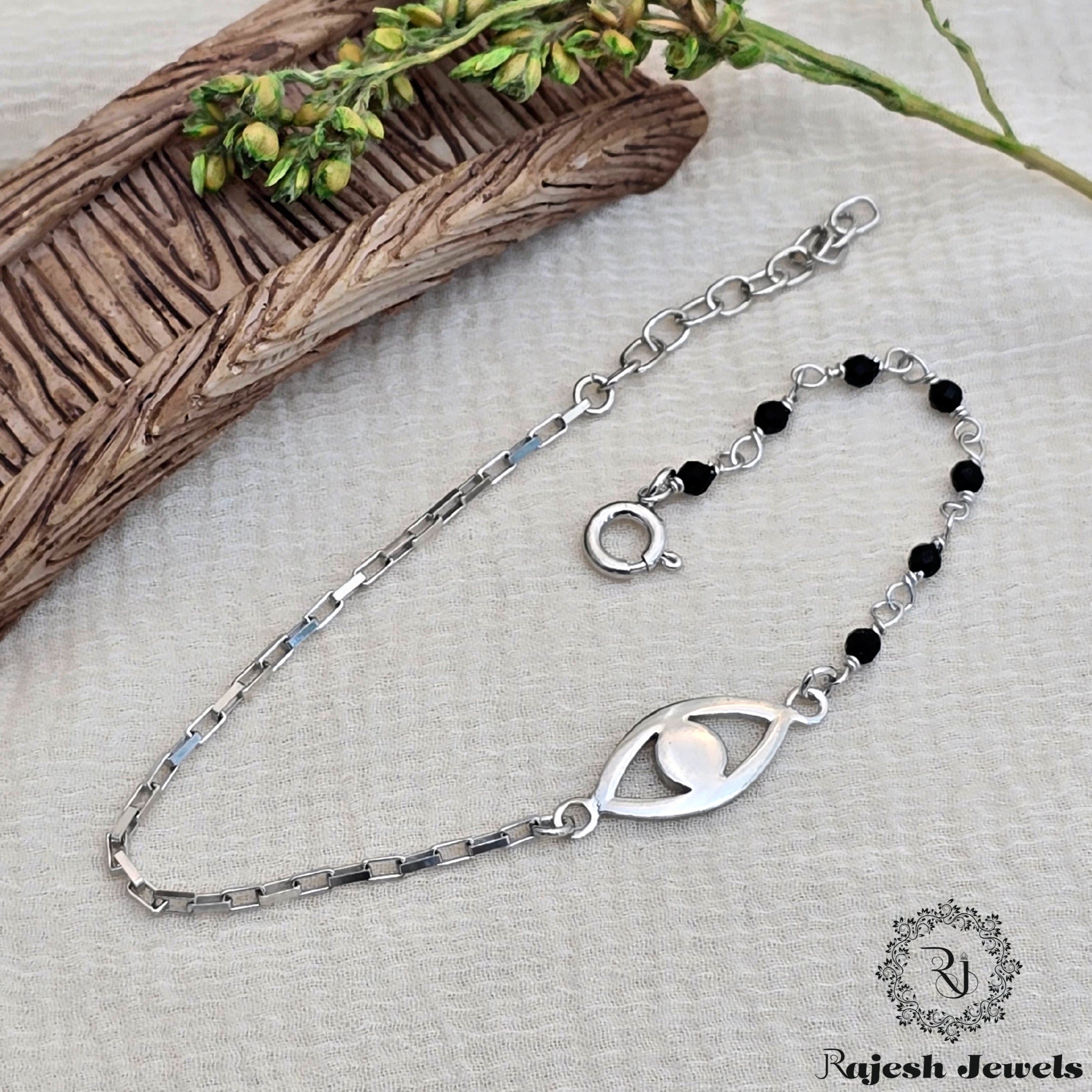 Sleek Elegant Blackbead Silver Ladies Bracelet