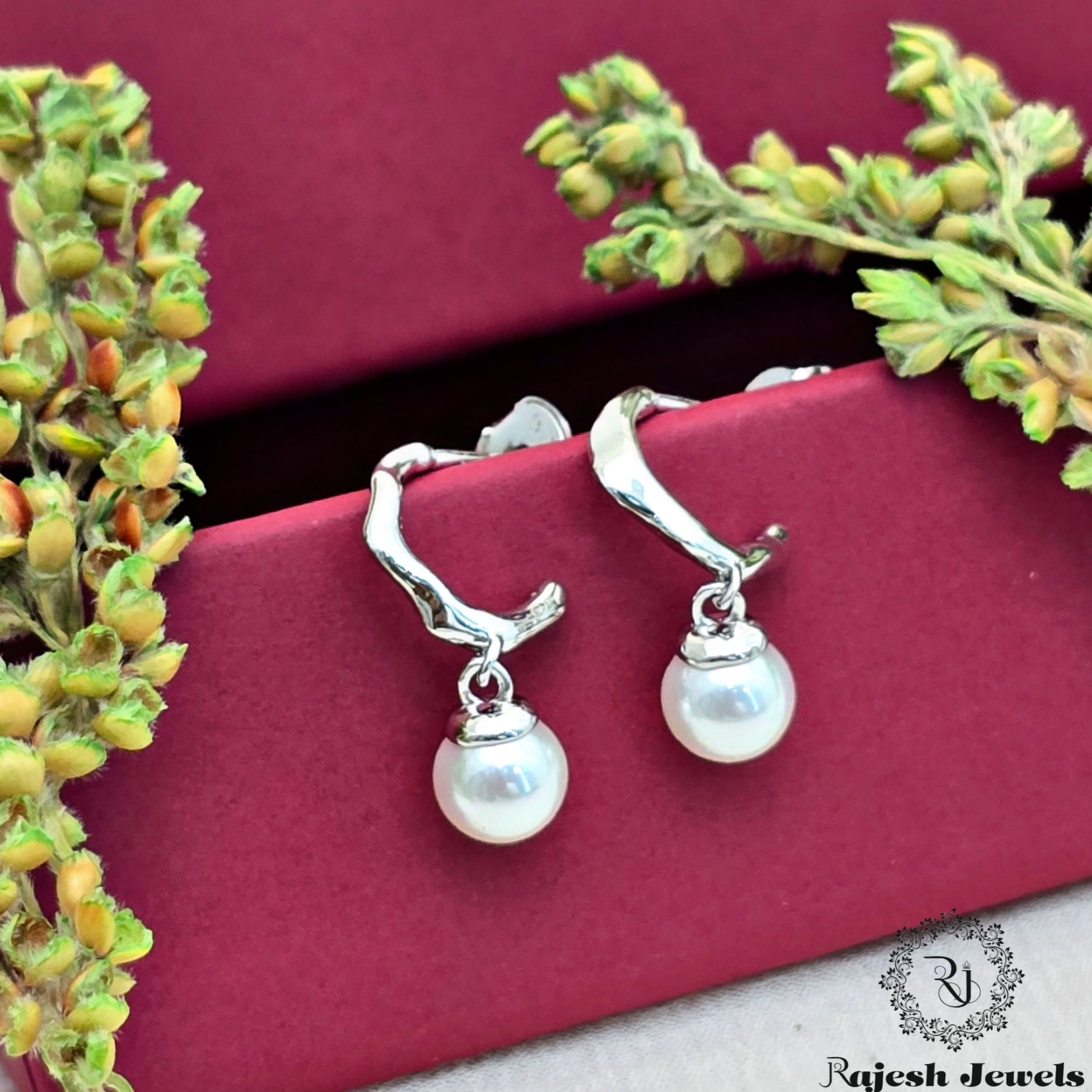 Signature Pearl Drop Half Ring Bali Earrings