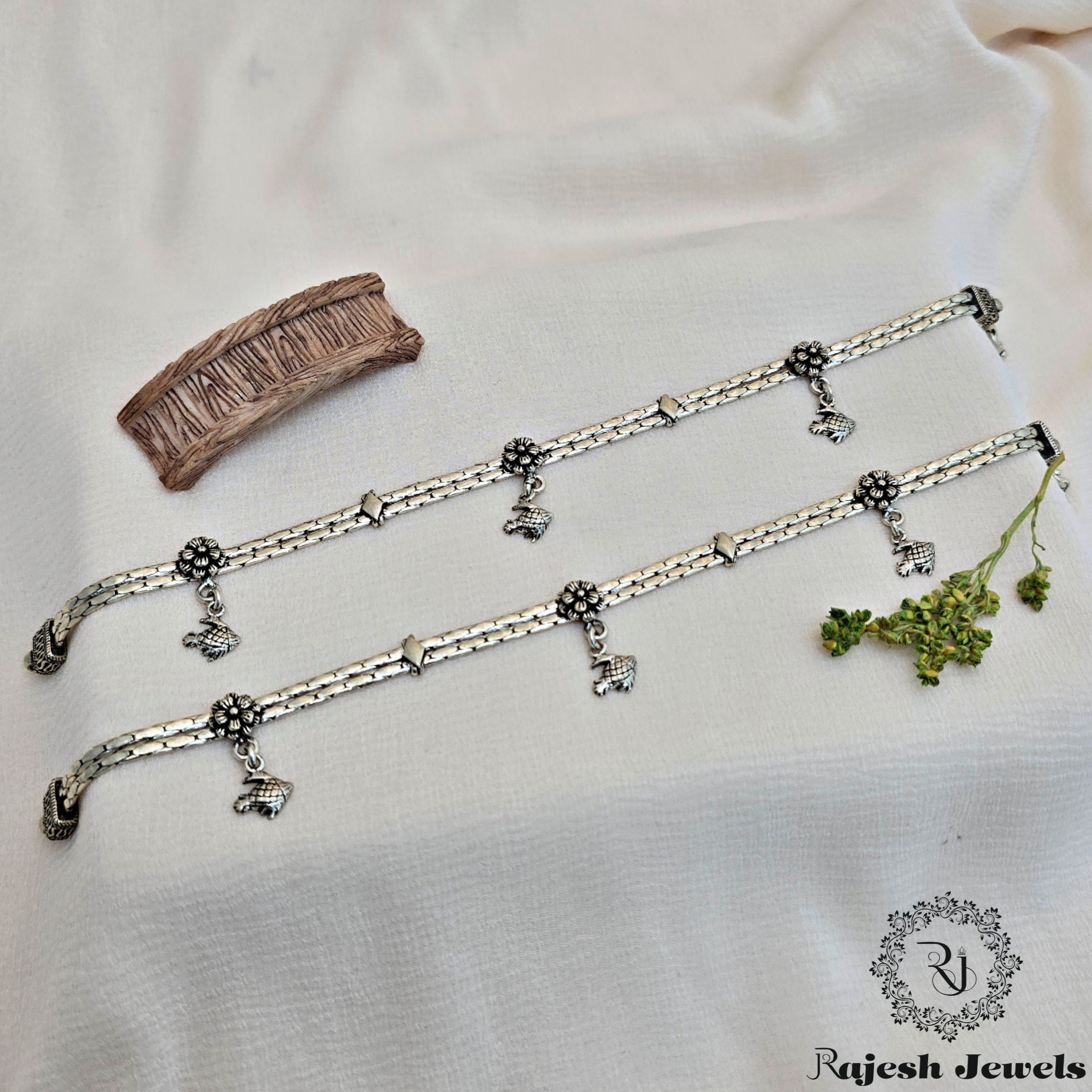 Beautiful Silver Oxidised Anklet