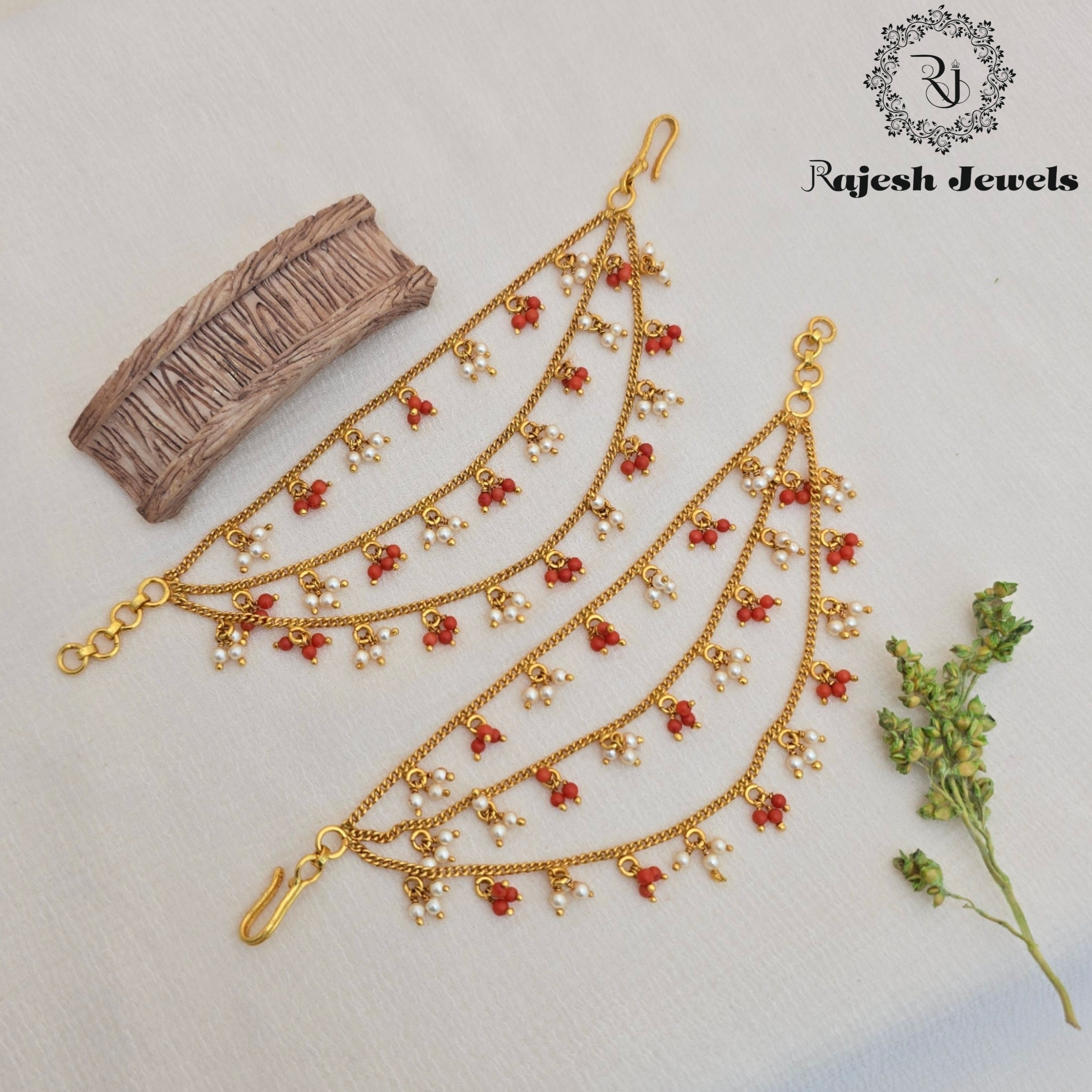 Enchanting Coral Triple line Gold Plated Matil