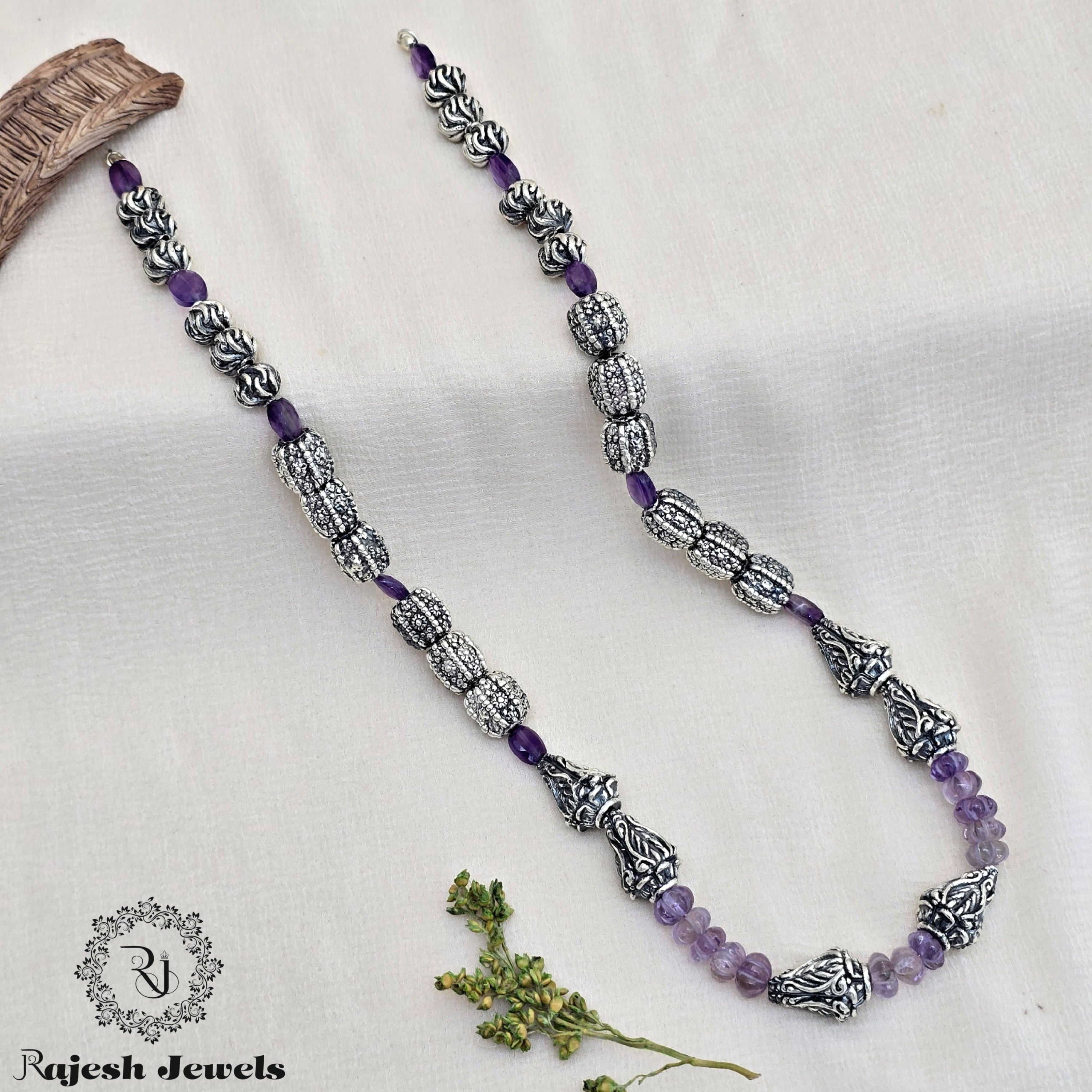 Exceptional Beaded Silver Oxidised Neckpiece