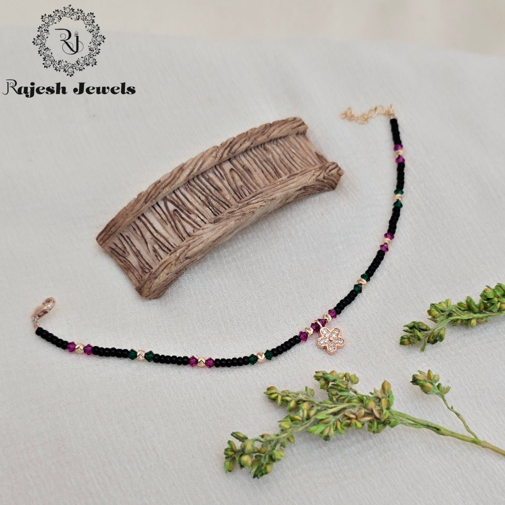 Cute Silver Blackbeads Rosegold Ladies Bracelet