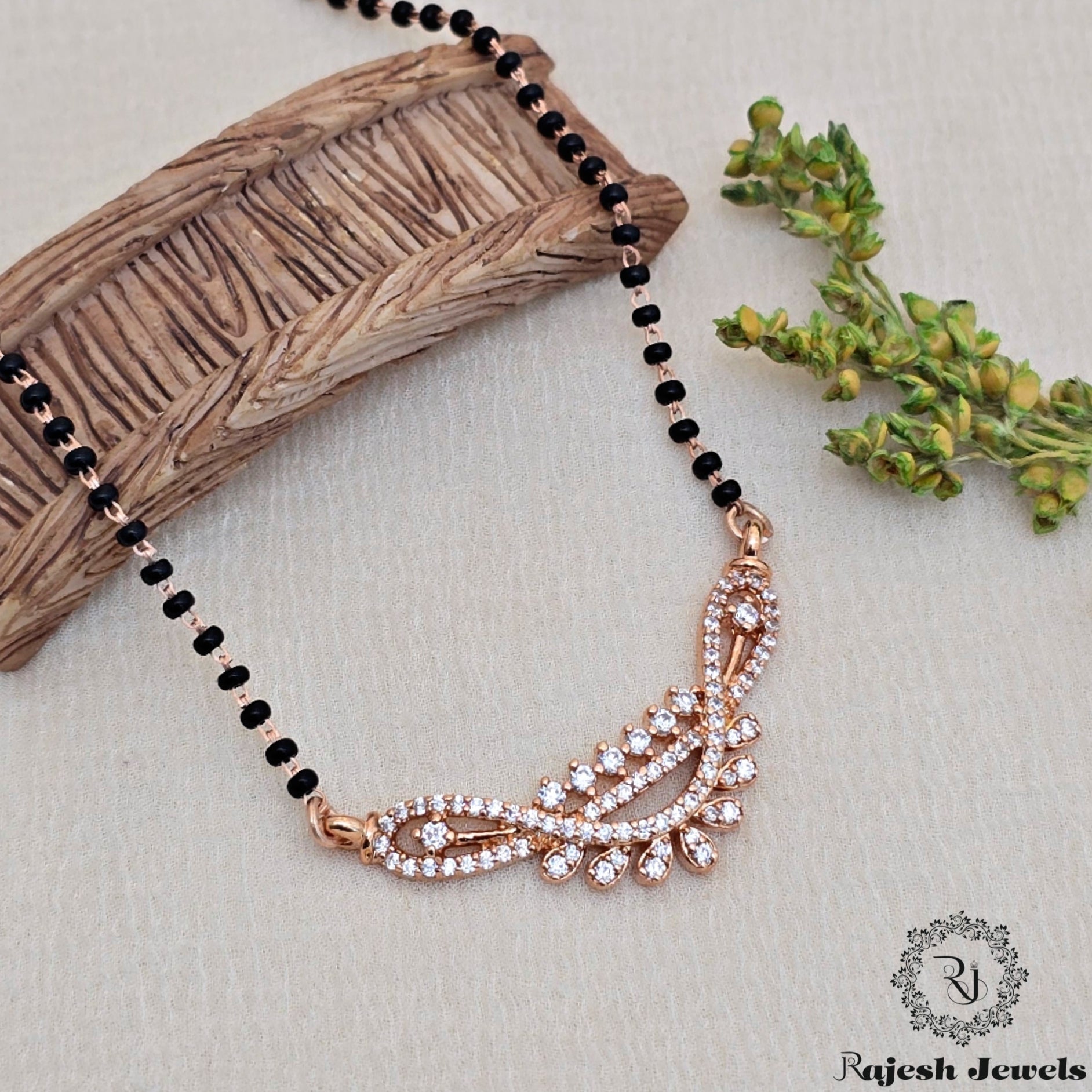 Sparkling Cz Silver Rosegold Mangalsutra