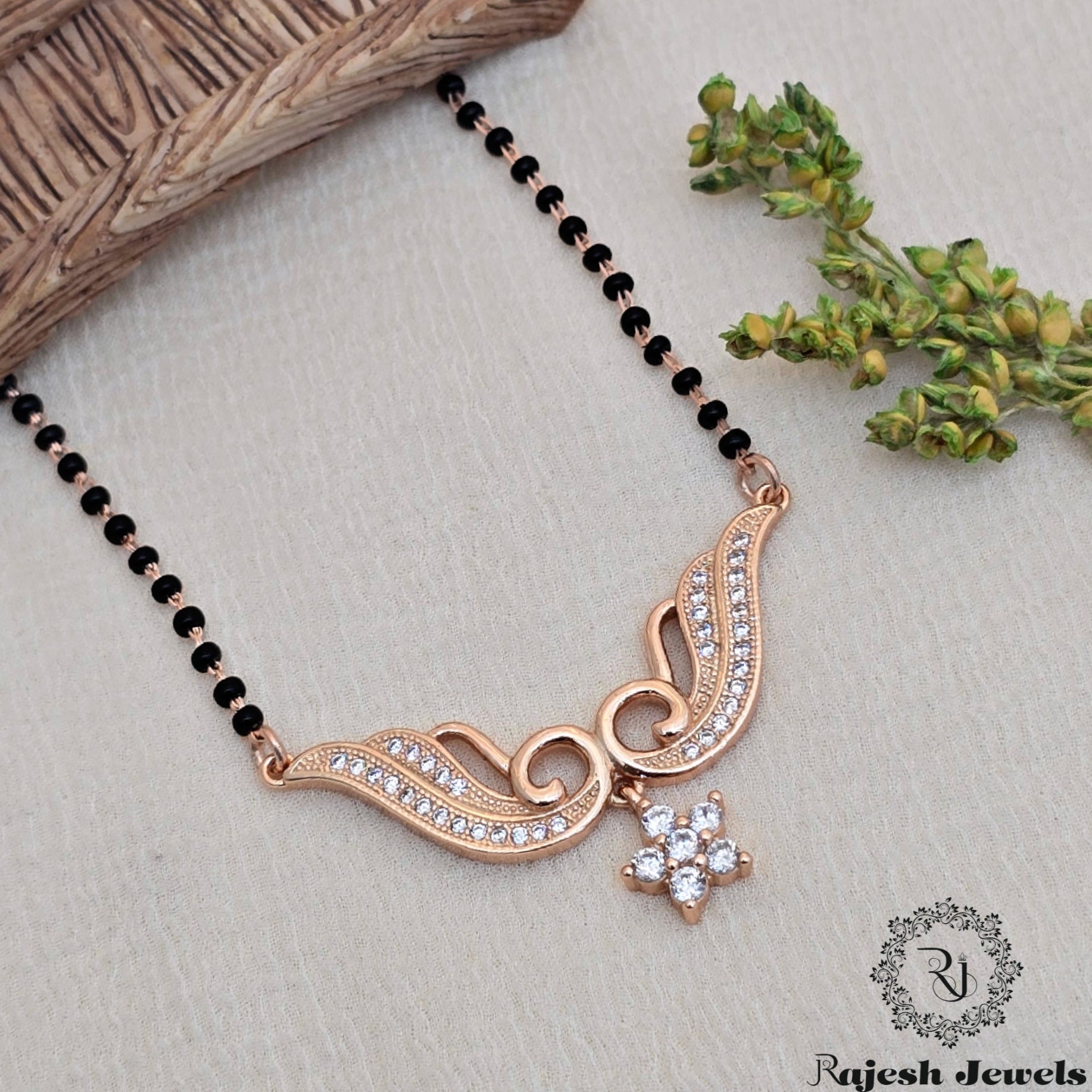 Blissful Floral Cz Rosegold Mangalsutra