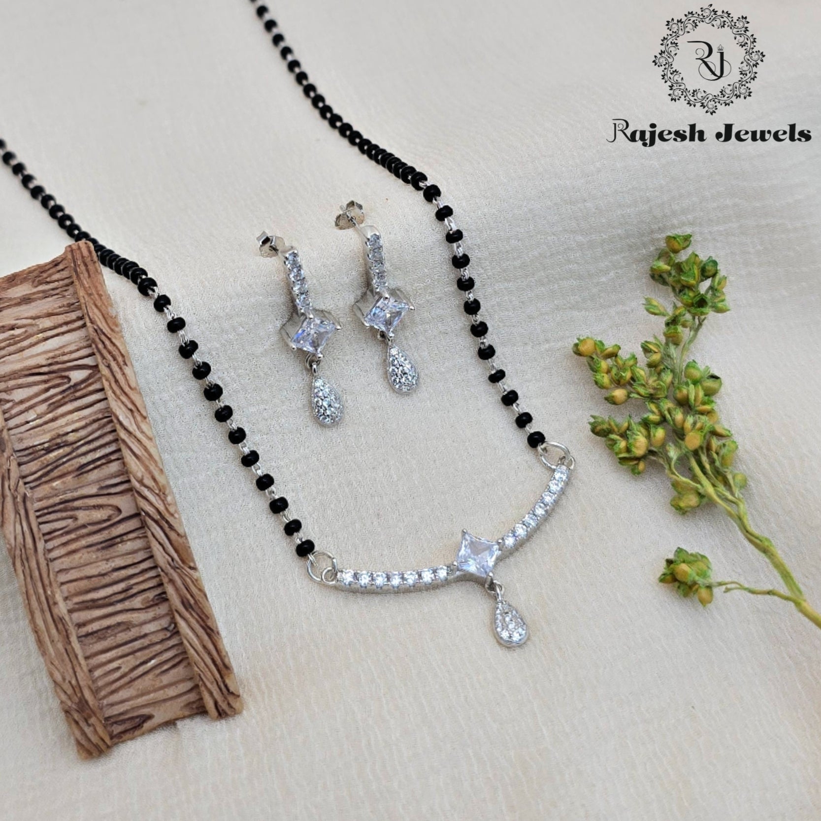Classy Cz Silver Blackbead Mangalsutra