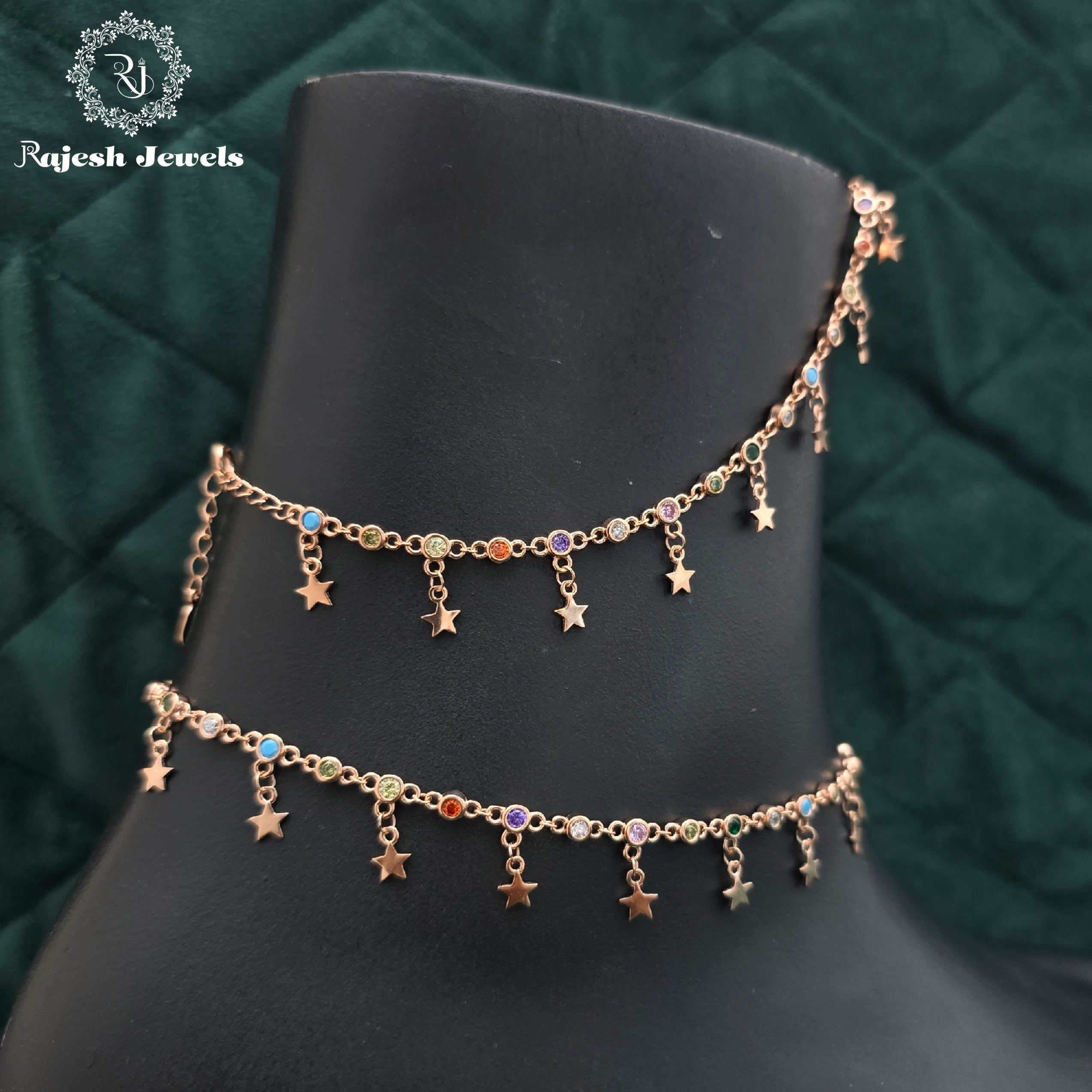 Mesmerizing Multicolored Rosegold Dailywear Anklet