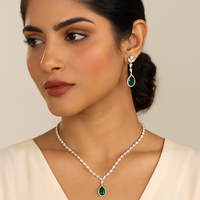 Graceful Green Cz Minimalistic Necklace
