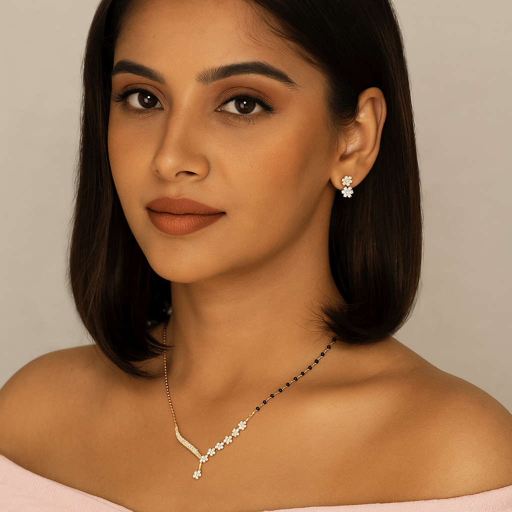 Extraordinary Rosegold Black Beads Mangalsutra