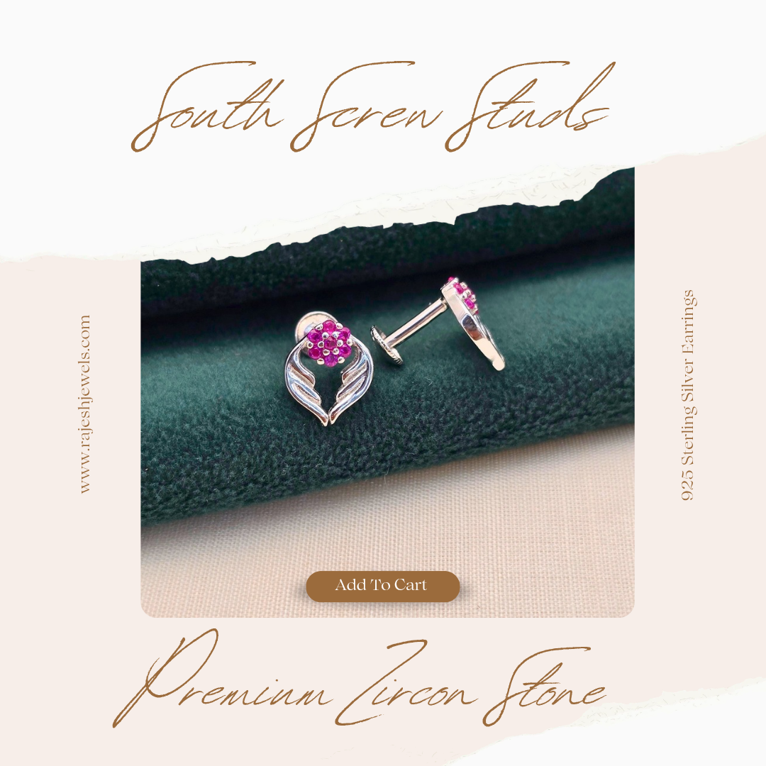 Elegant South Screw Silver Stud Earrings