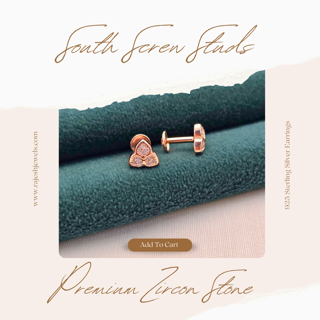 Princess Rosegold Cz 925 Stud Earrings