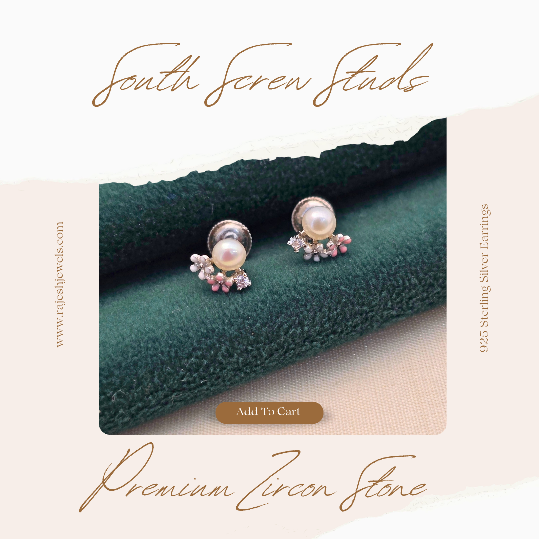 Premium Pearl South Screw Stud Earrings