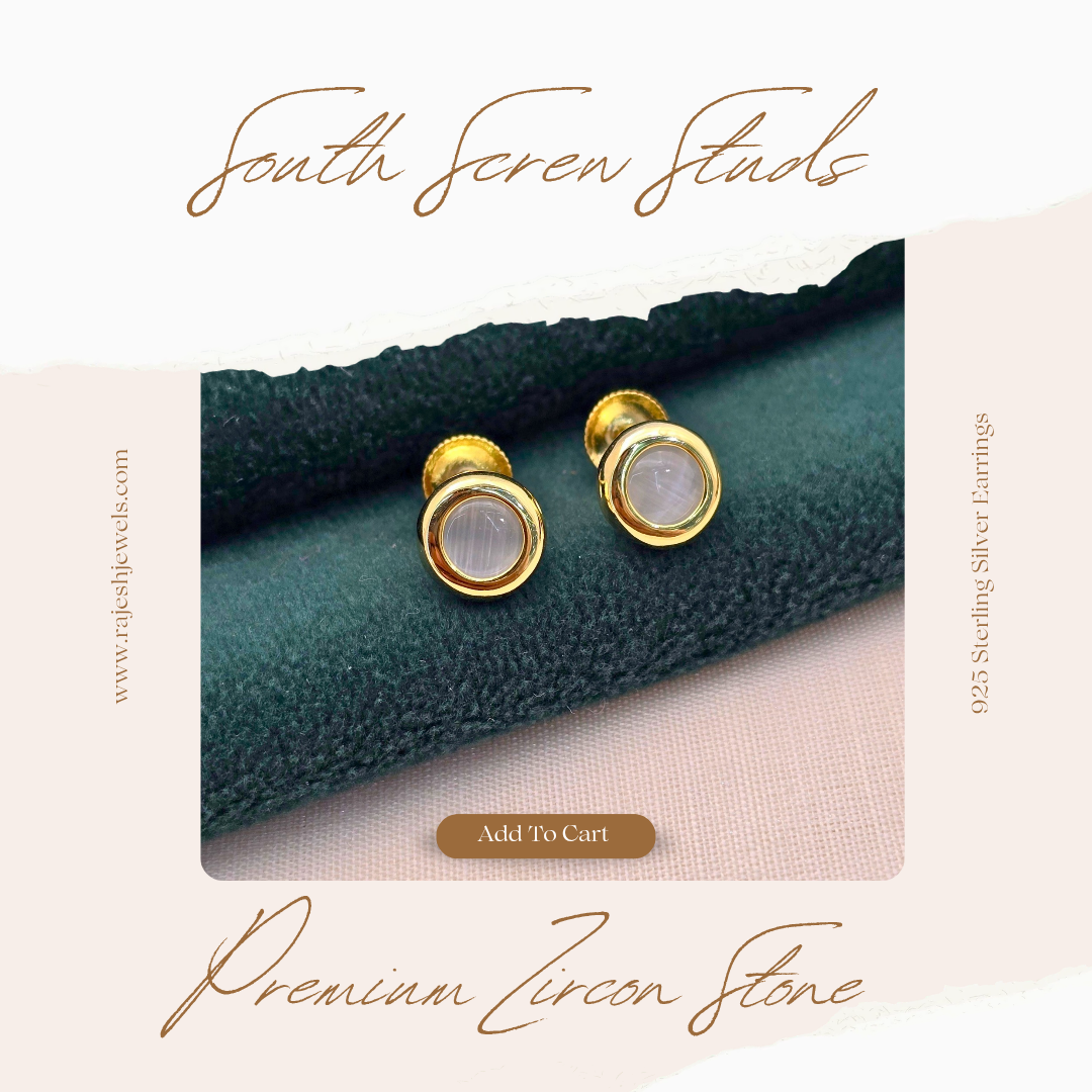Round Gold Plated 925 South Screw Studs