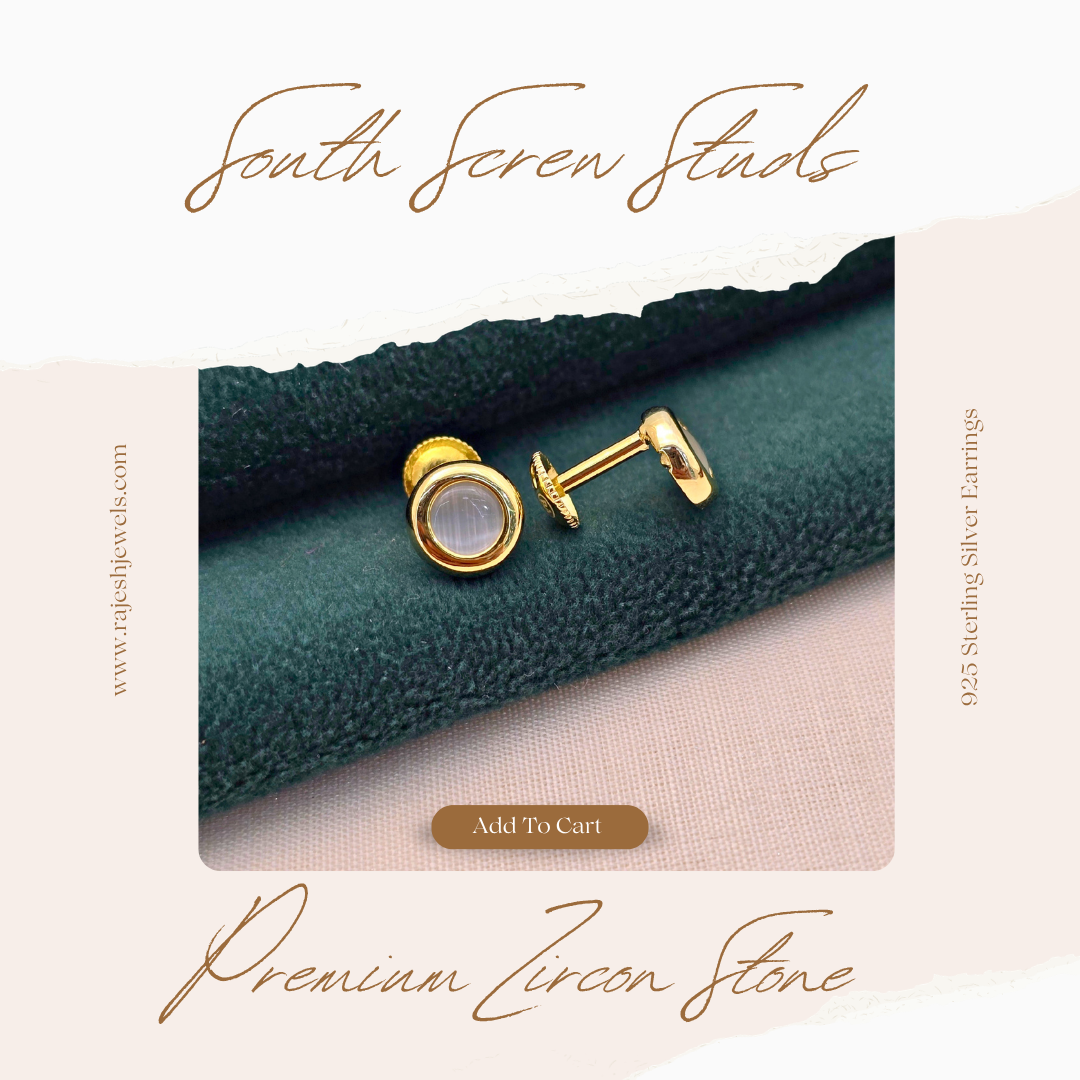 Round Gold Plated 925 South Screw Studs