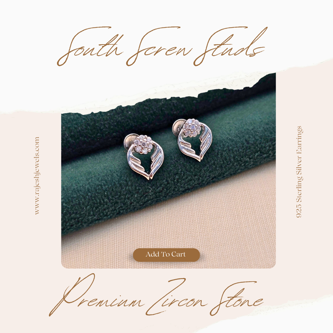 Shimmering Cz South Screw Stud Earrings