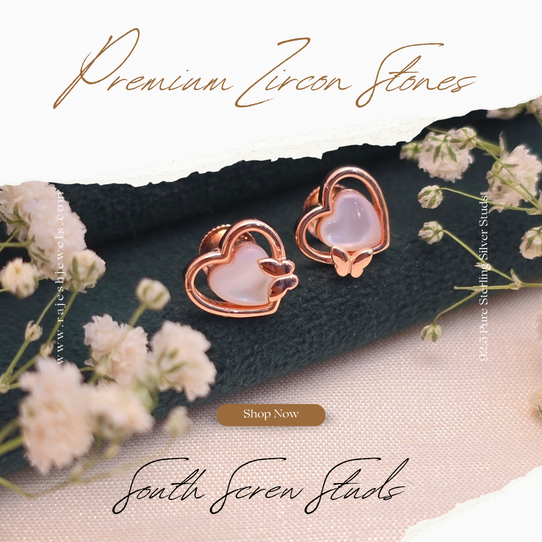 Hearty Butterfly Cz Stud Earrings