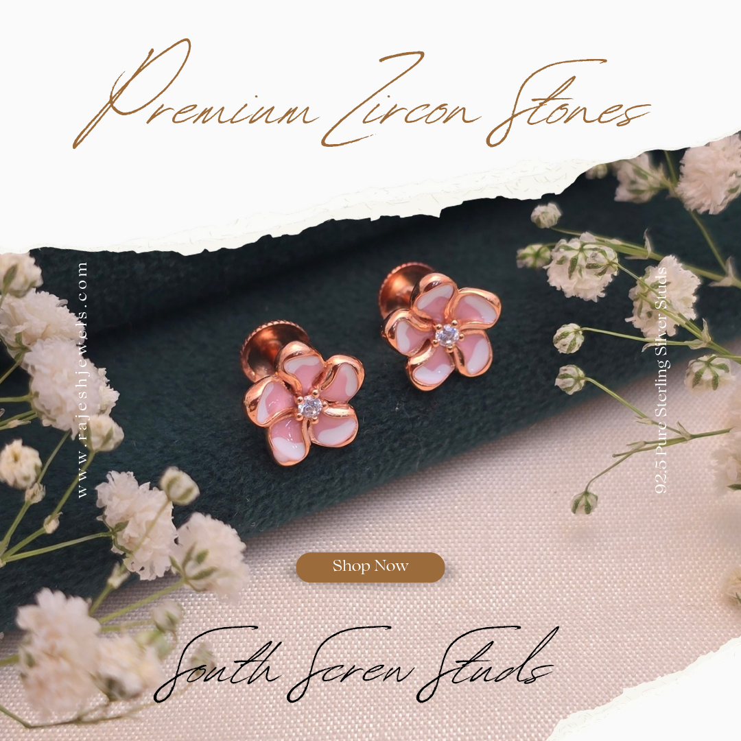 Graceful Floral Cz Stud Earrings