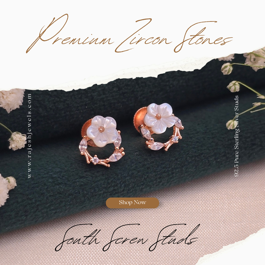 Wonderful Cz Rosegold Stud Earrings