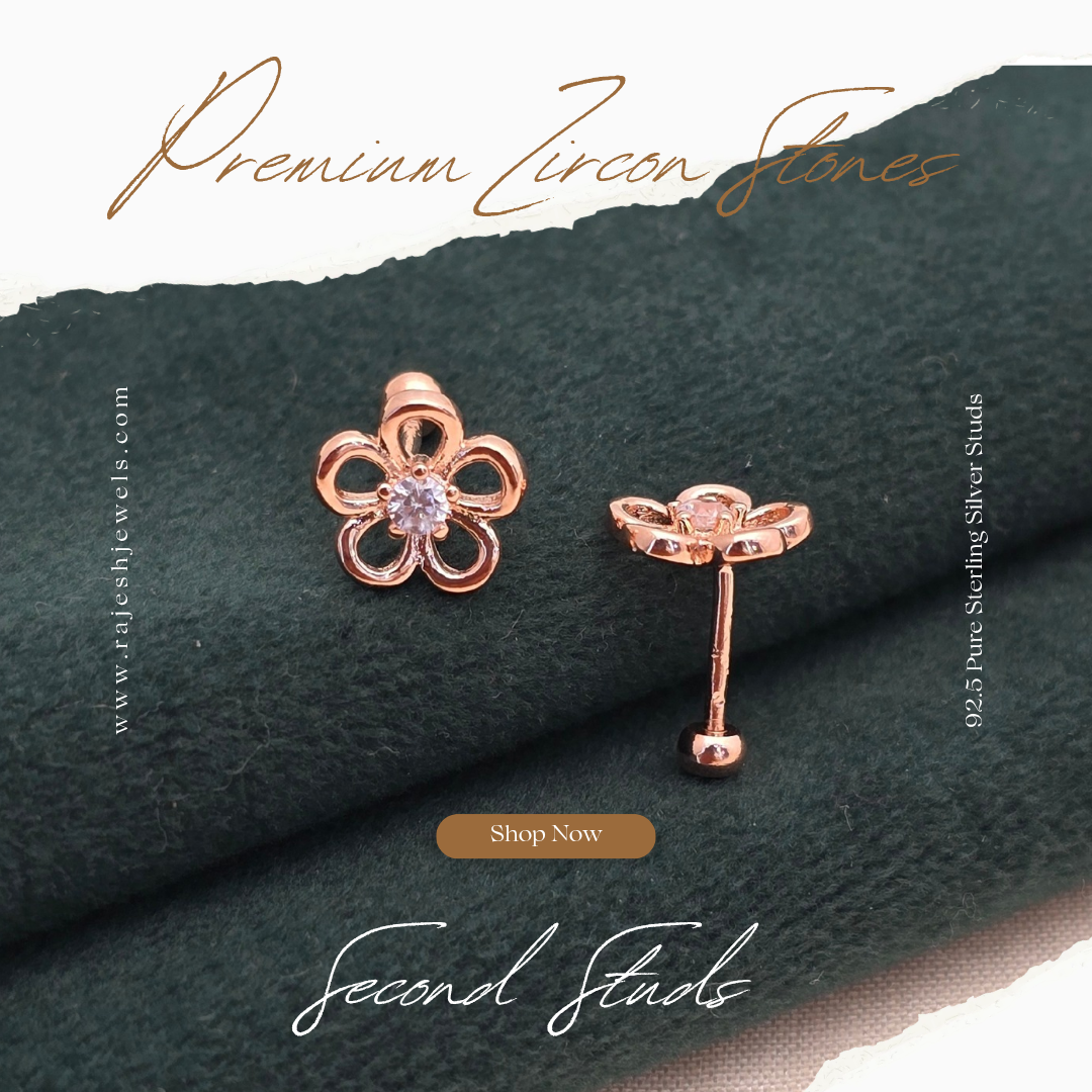 Floral Rosegold Stud Earrings