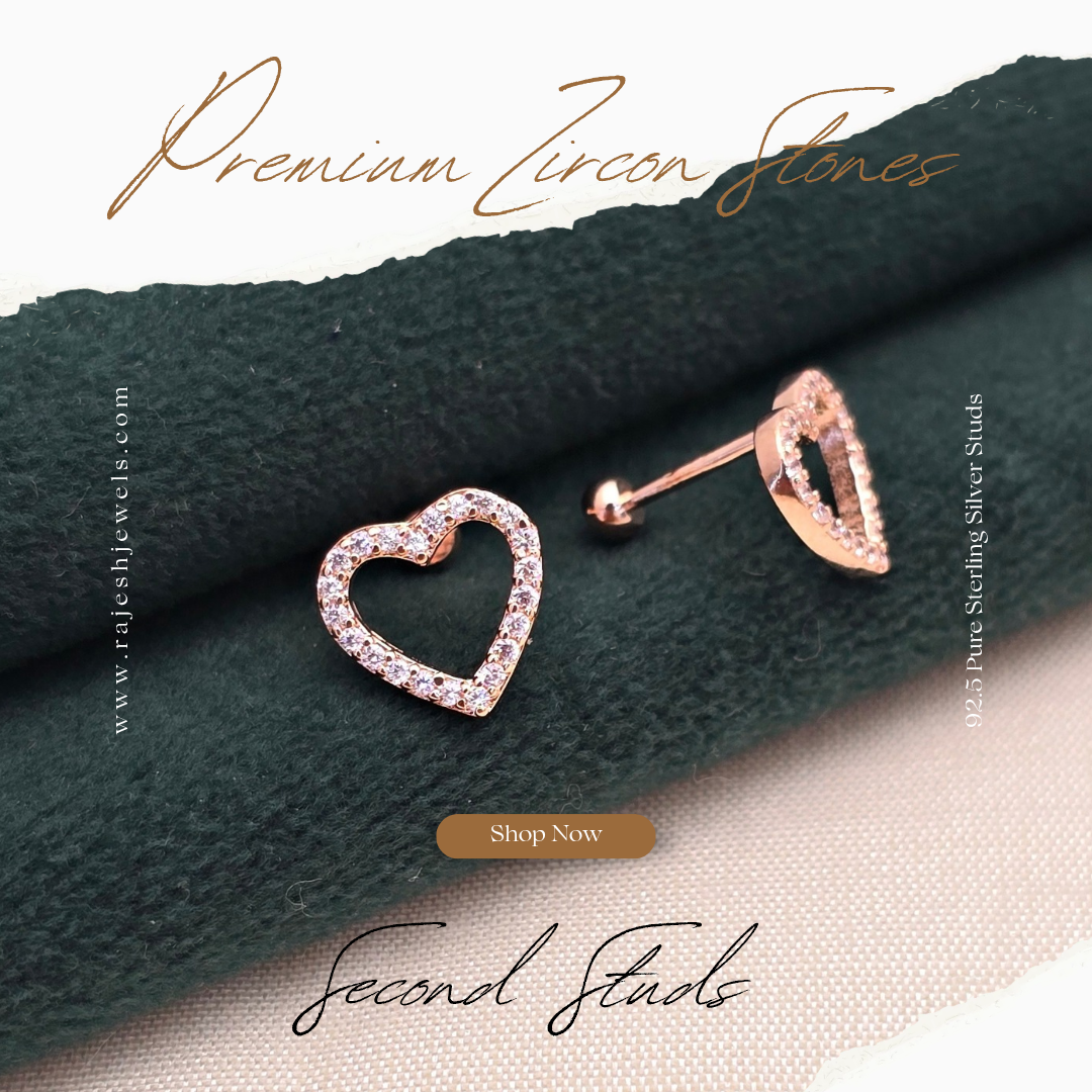 Opulent Heart Rosegold Stud Earrings