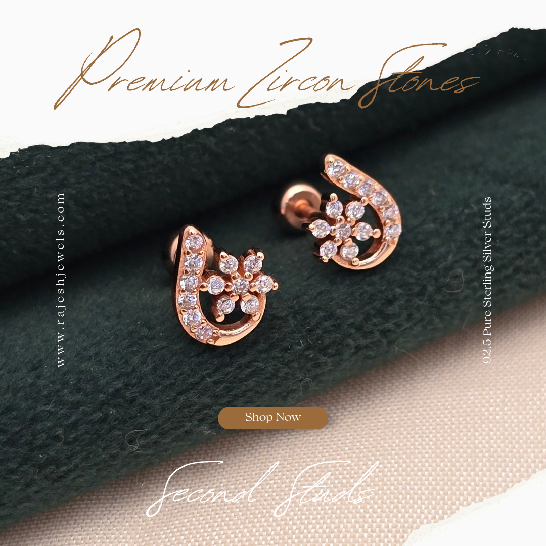 Luxurious Cz Rosegold Stud Earrings
