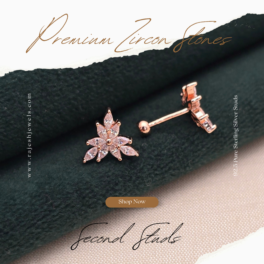 Sparkling Cz Rosegold Stud Earrings