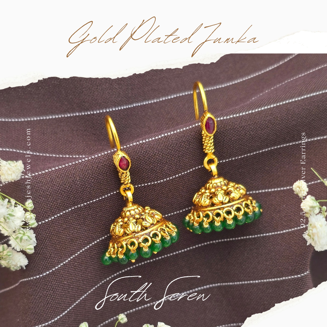 Stylish Green Bead Jumka Earrings