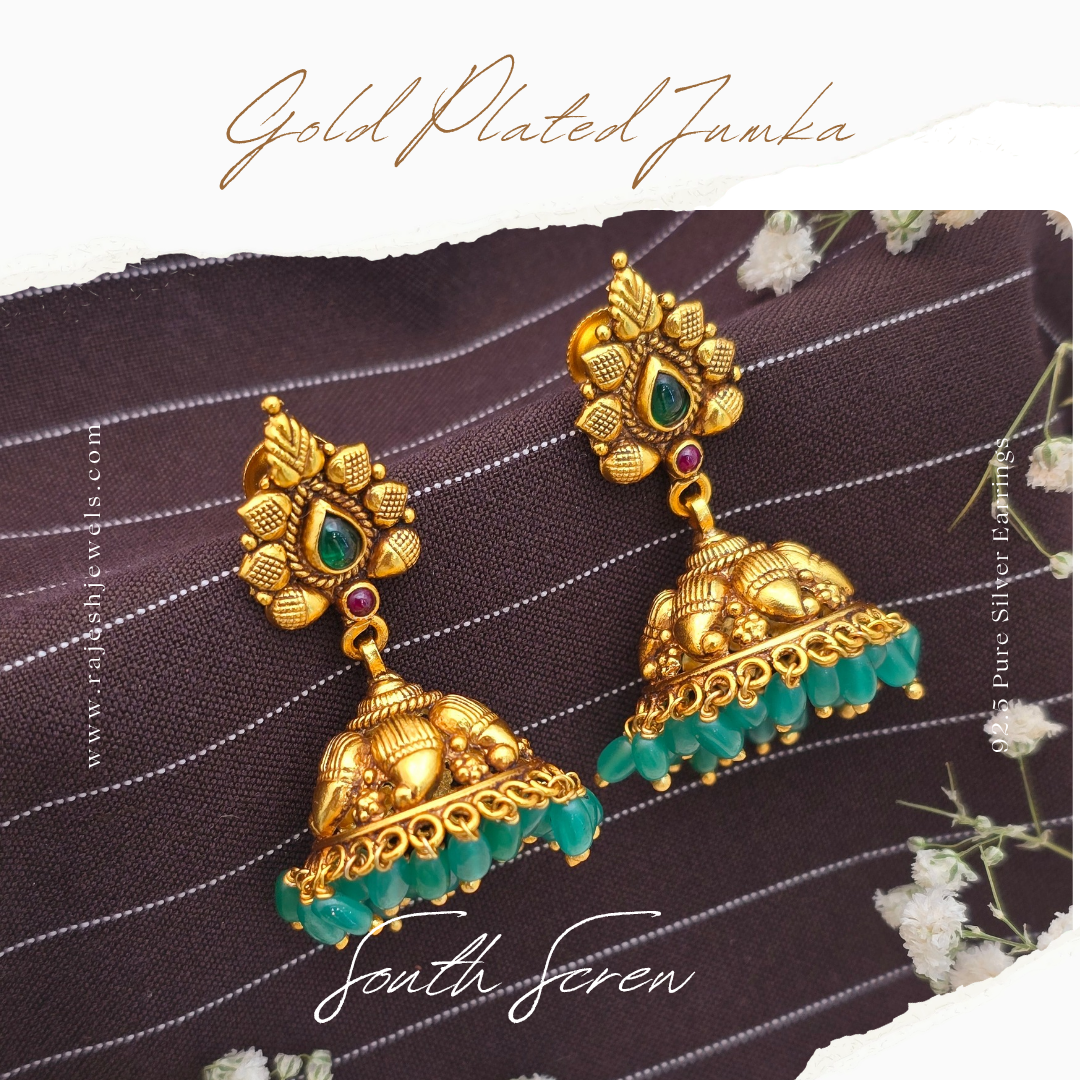 Majestic Gold Plated Jumka Earrings
