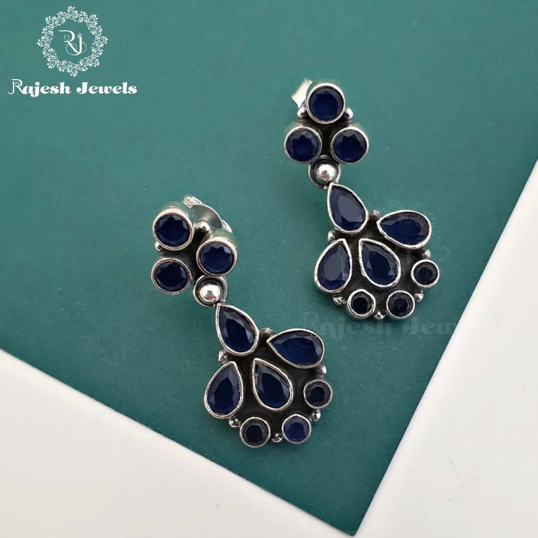 Red - Saanjh Bela Flower Oxidised Earrings
