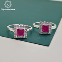 Squared Cz Red Toerings