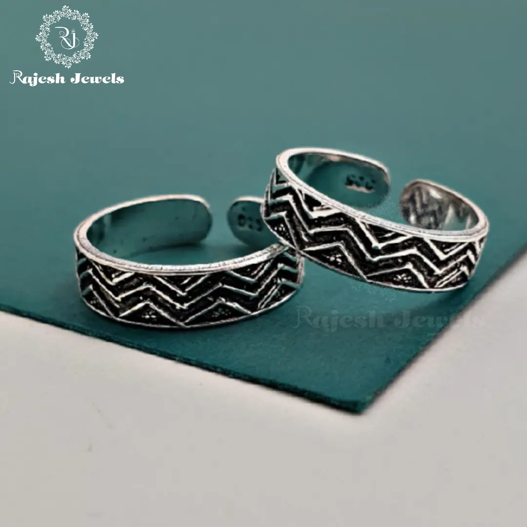 Zig Zag Oxidised Toerings