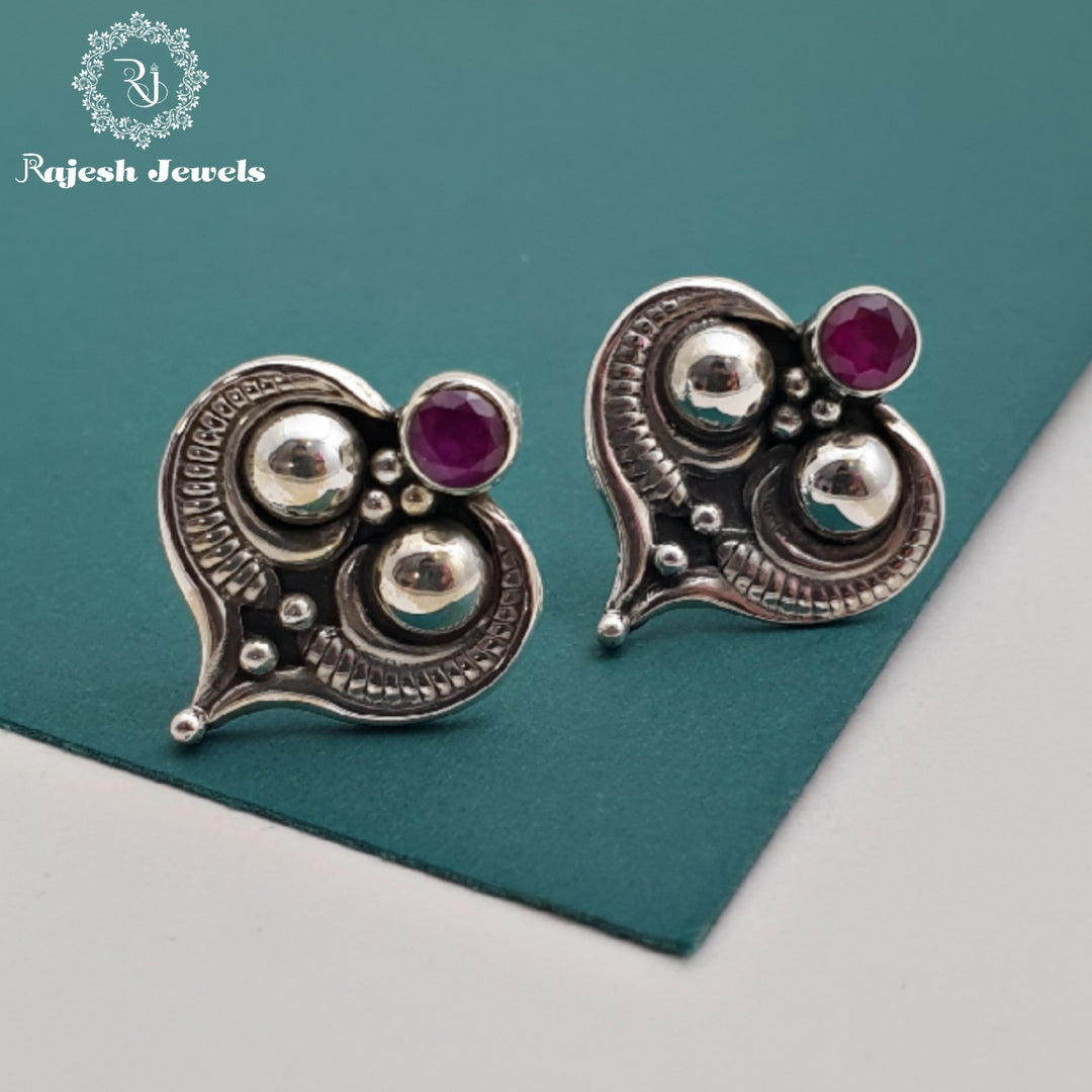 Red - Saanjh Bela Lotus Oxidised Earrings