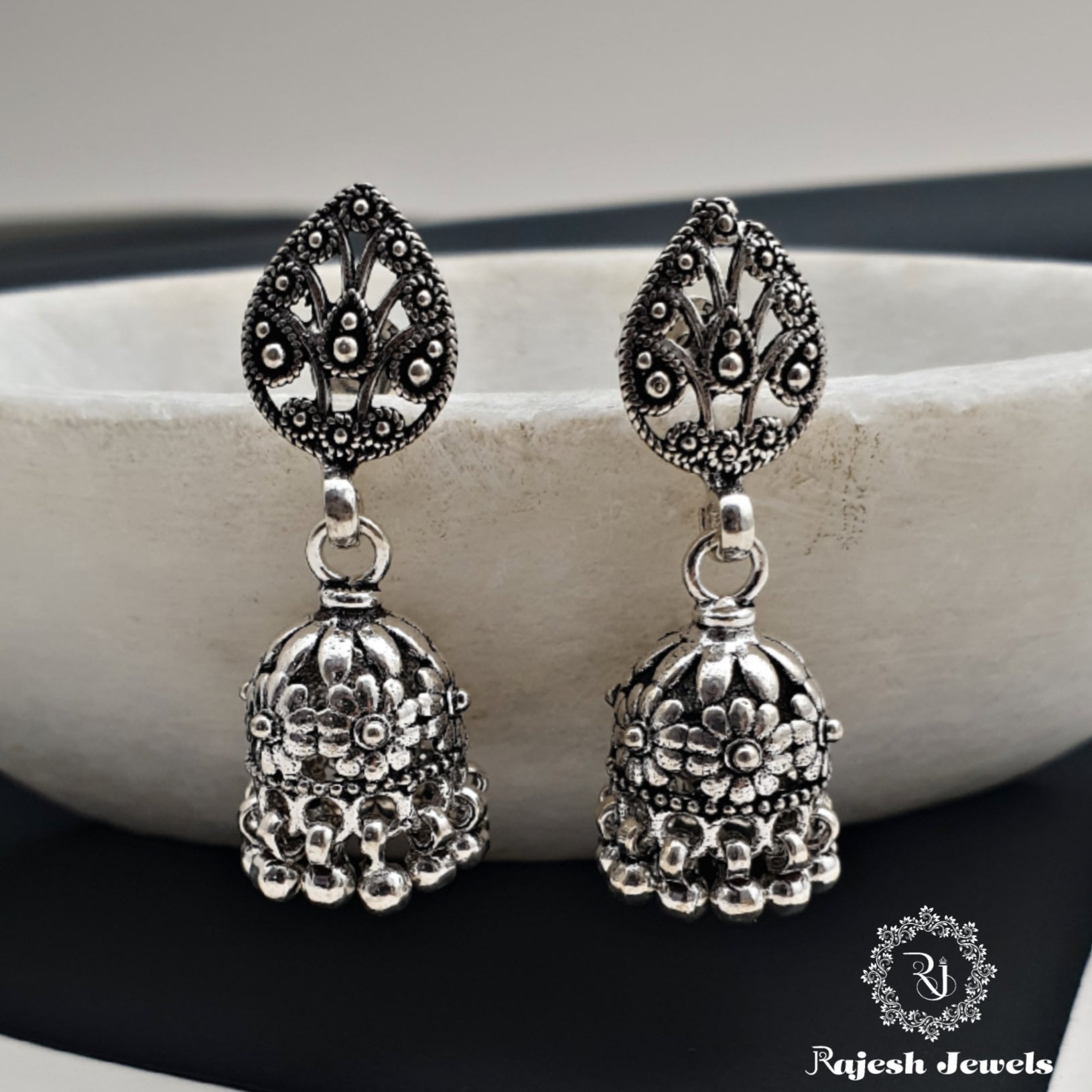 Appealing Oxidised Jumka Earrings