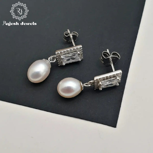 Squared Pearl Drop Hanging Earrings