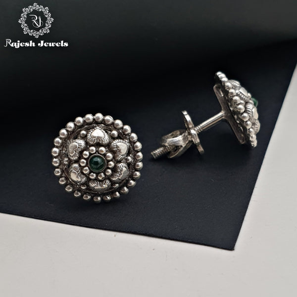 Classic Floral Oxidised Stud Earrings