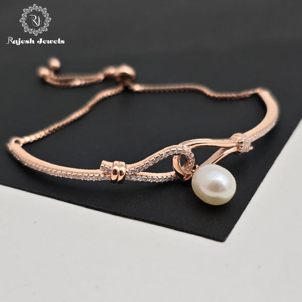 Opulent Rosegold Pearl Drop Bracelet