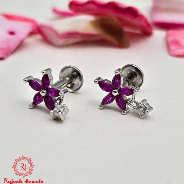 Floral Solitaire Drop Cz Studs