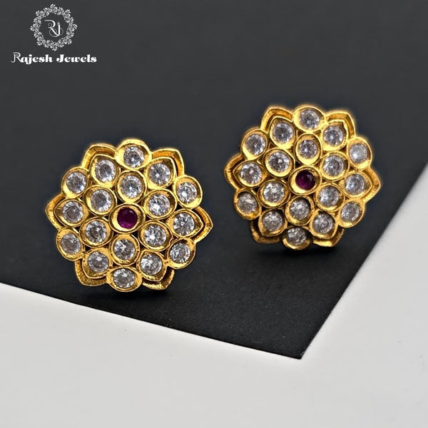 Floral Cz Gold Plated Earrings