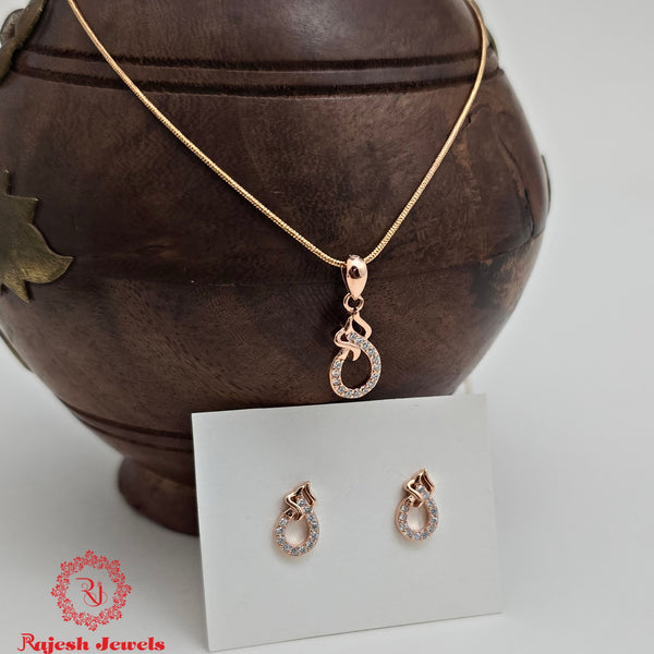 Classy Cz Rosegold Pendent Set