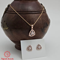 Superlative Cz Rosegold Pendent Set